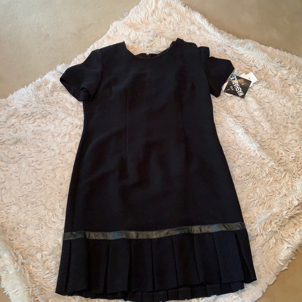 NWT K Studio Black dress with leather detail